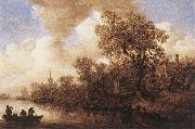 Jan van Goyen River Landscape painting